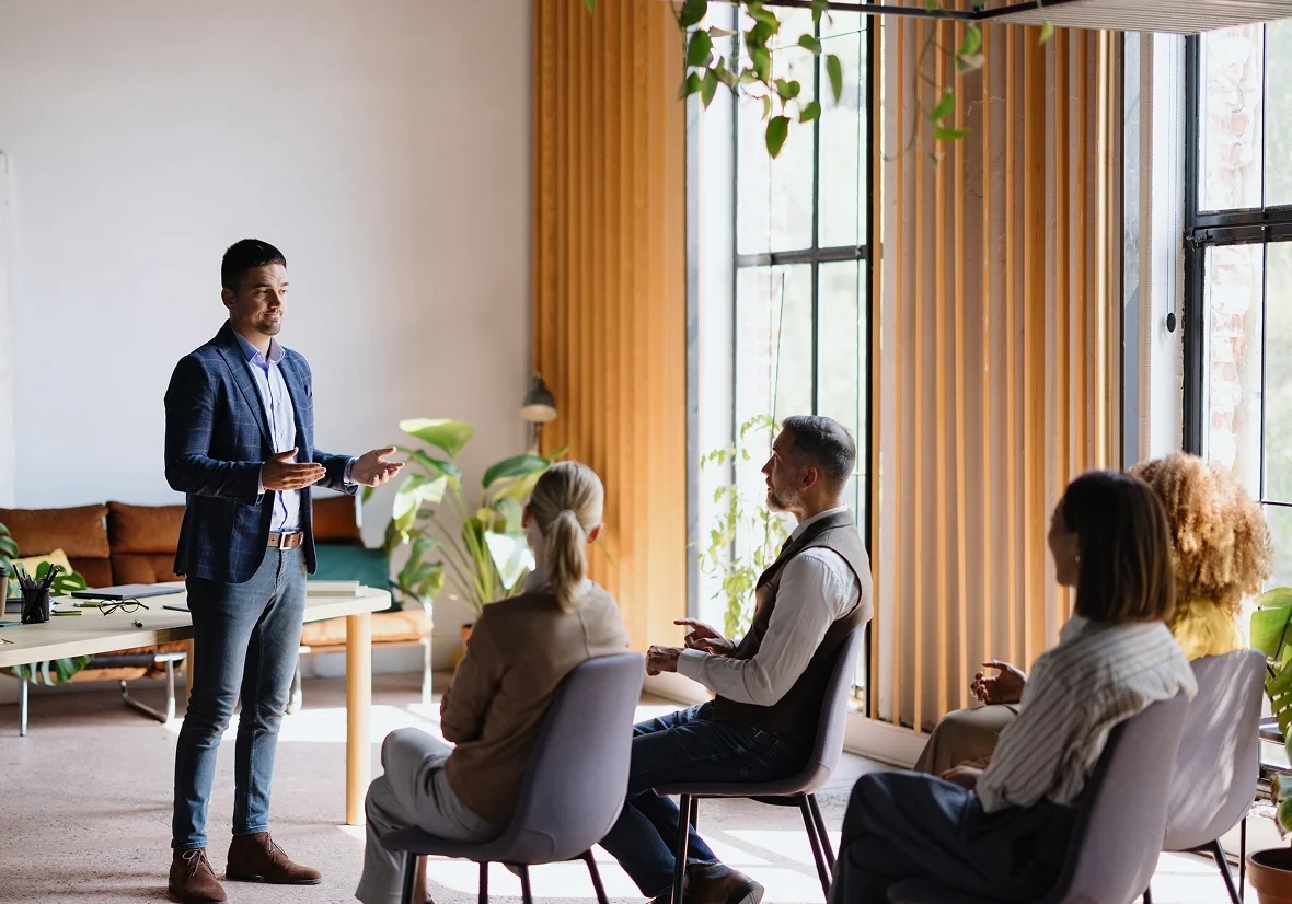 Professional presentation in modern office setting